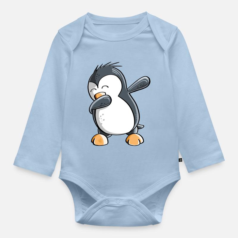 Dab Dance Pinguin - Dabbing - Fun Comic - Geschenk - Baby Bio-Langarm-Body - Hellblau