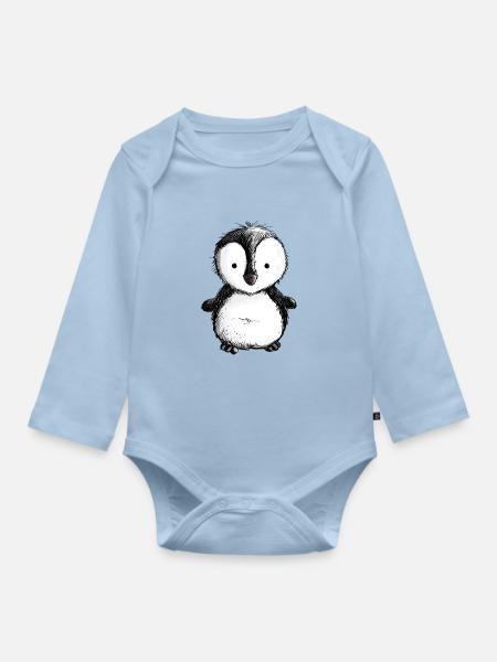 Kleiner Pinguin - Pinguine - Vogel - Königspinguin - Baby Bio-Langarm-Body - Hellblau