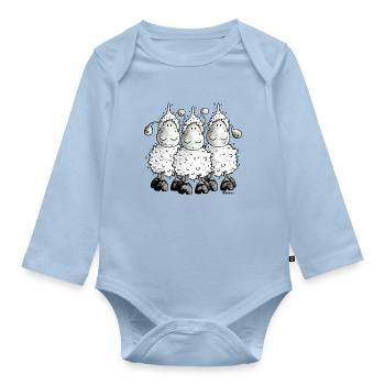 "Mc Wool" - sheep t-shirt design - Organic Longsleeve Baby Bodysuit - light blue - Front