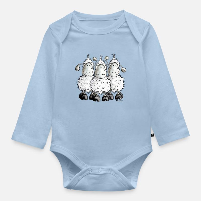 "Mc Wool" - sheep - mouton- moutons - Body Bébé bio manches longues - bleu clair