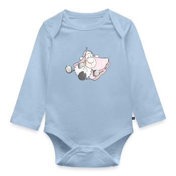 Dreamy Sheep - Lamb - Organic Longsleeve Baby Bodysuit - light blue - Front