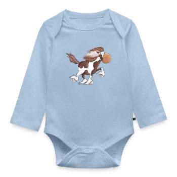 Lustiger Isländer - Islandpferd - Isi - Baby Bio-Langarm-Body - Hellblau - Vorne