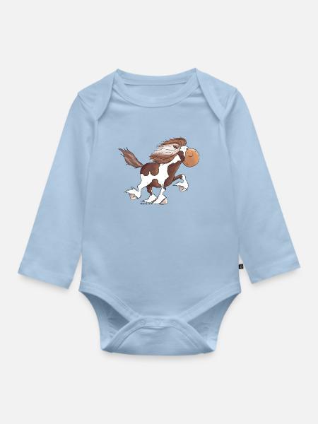 Lustiger Isländer - Islandpferd - Isi - Baby Bio-Langarm-Body - Hellblau