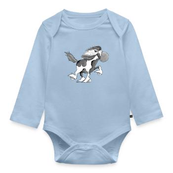 Lustiger Isländer - Islandpferd - Isi - Baby Bio-Langarm-Body - Hellblau - Vorne