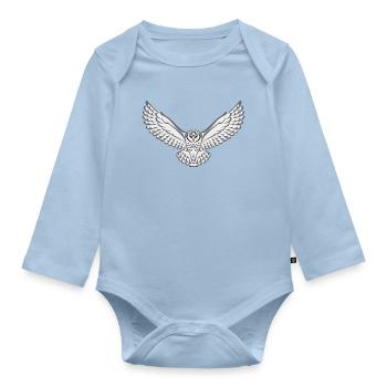Tribal Snowy Owl - Organic Longsleeve Baby Bodysuit - light blue - Front