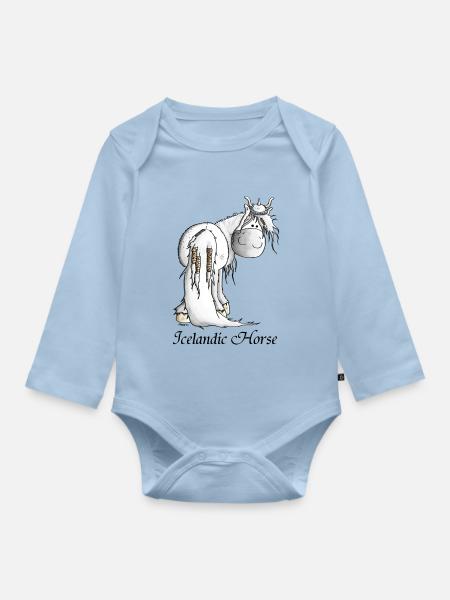 Wilder Wikinger Isländer - Pferd - Baby Bio-Langarm-Body - Hellblau