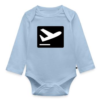 Flugzeug beim Starten - Baby Bio-Langarm-Body - Hellblau - Vorne
