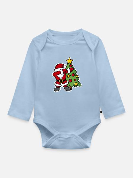 Dabbin' around the Christmas tree - Baby Bio-Langarm-Body - Hellblau