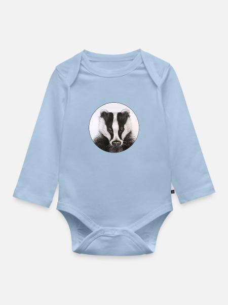 Dachs /Badger - Baby Bio-Langarm-Body - Hellblau