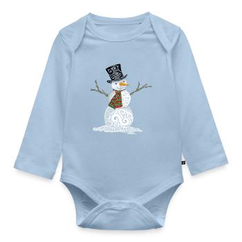 Glücklicher wirbelnder Schneemann - Baby Bio-Langarm-Body - Hellblau - Vorne