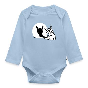 Rabbit Shadow Hand ROCK Music HARD ROCK Fan - Organic Longsleeve Baby Bodysuit - light blue - Front