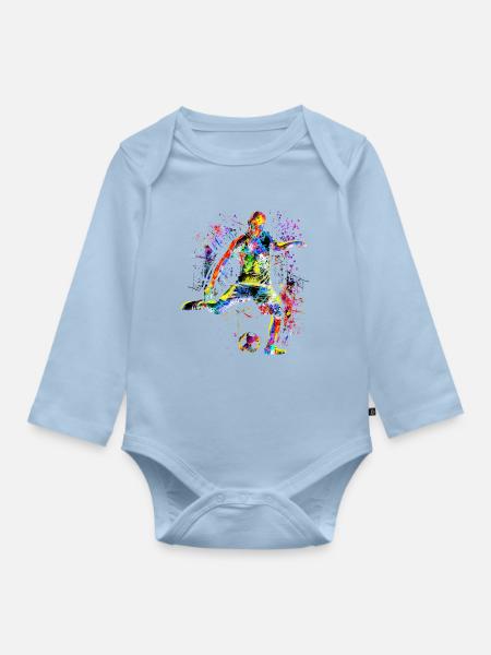 Ich liebe Fussball - Fussballspieler Fussballfans - Baby Bio-Langarm-Body - Hellblau