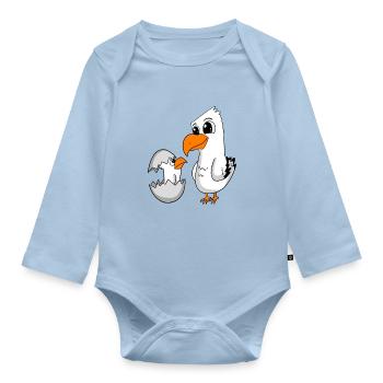 Seagull with baby Seagull - Organic Longsleeve Baby Bodysuit - light blue - Front