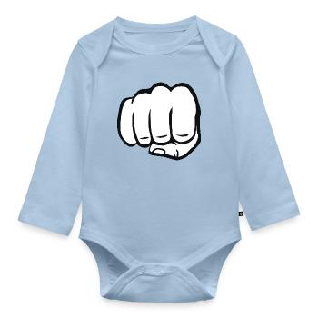 Poing serré poing bosse cool symbole du logo - Body Bébé bio manches longues - bleu clair - Devant