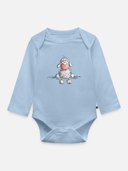 Kleines Schaf I Lustiges Schäfchen I Fun - Baby Bio-Langarm-Body - Hellblau