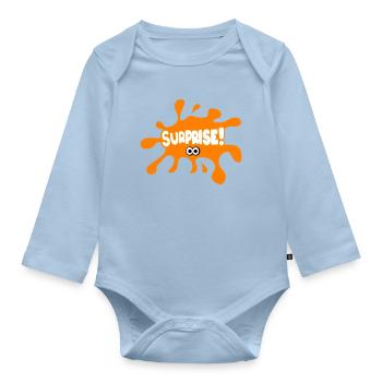 Surprise! - Organic Longsleeve Baby Bodysuit - light blue - Front