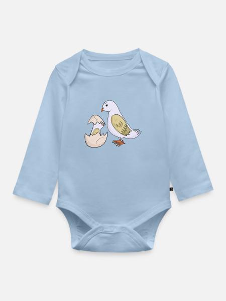 Taube mit Baby Taube - Baby Bio-Langarm-Body - Hellblau