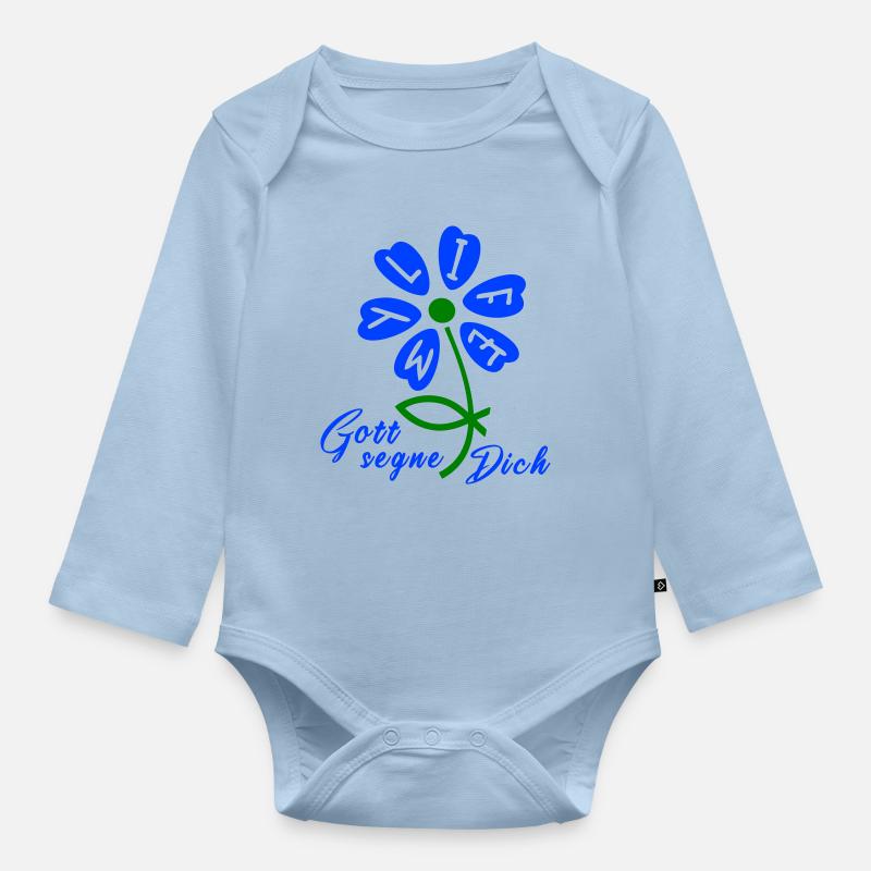 gott segne dich - Baby Bio-Langarm-Body - Hellblau