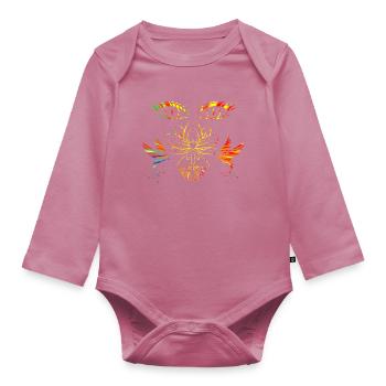 Zen face - Organic Longsleeve Baby Bodysuit - mauve - Front