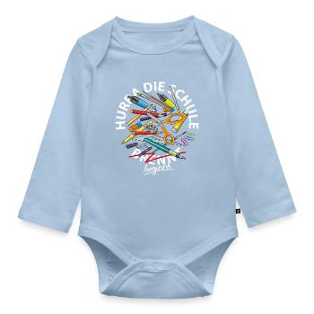 Hurra die Schule brennt - Baby Bio-Langarm-Body - Hellblau - Vorne