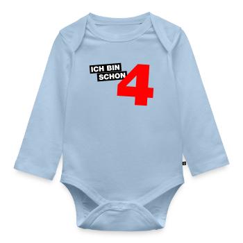 Ich bin schon 4 - Baby Bio-Langarm-Body - Hellblau - Vorne