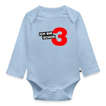 Ich bin schon 3 - Baby Bio-Langarm-Body - Hellblau - Vorne