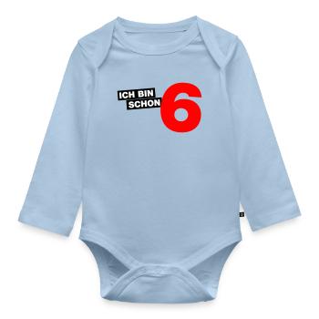 Ich bin schon 6 - Baby Bio-Langarm-Body - Hellblau - Vorne