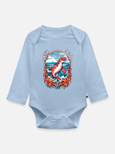 Meeresbewohner - Baby Bio-Langarm-Body - Hellblau