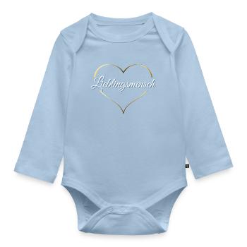 Lieblingsmensch Herzschrift - Baby Bio-Langarm-Body - Hellblau - Vorne