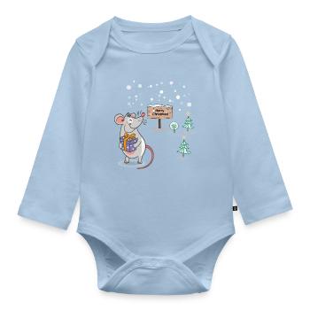 Merry Christmas - Organic Longsleeve Baby Bodysuit - light blue - Front