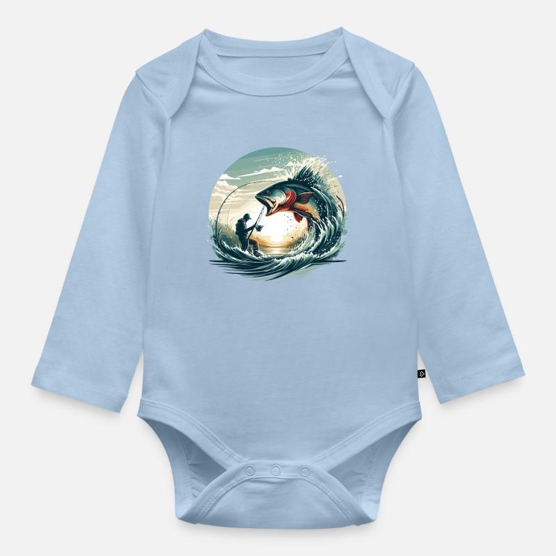 Angeln Angler Dynamik Geschenk - Baby Bio-Langarm-Body - Hellblau