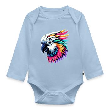Kakadu-Papagei mit Kamm - Baby Bio-Langarm-Body - Hellblau - Vorne