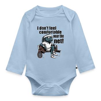 Tennis Netzspieler Fisch Funny Tasse - Baby Bio-Langarm-Body - Hellblau - Vorne