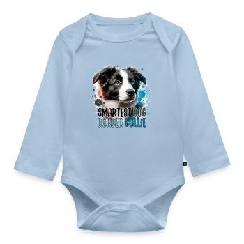 Border Collie chiot le plus intelligent chien cadeau - Body Bébé bio manches longues - bleu clair - Devant