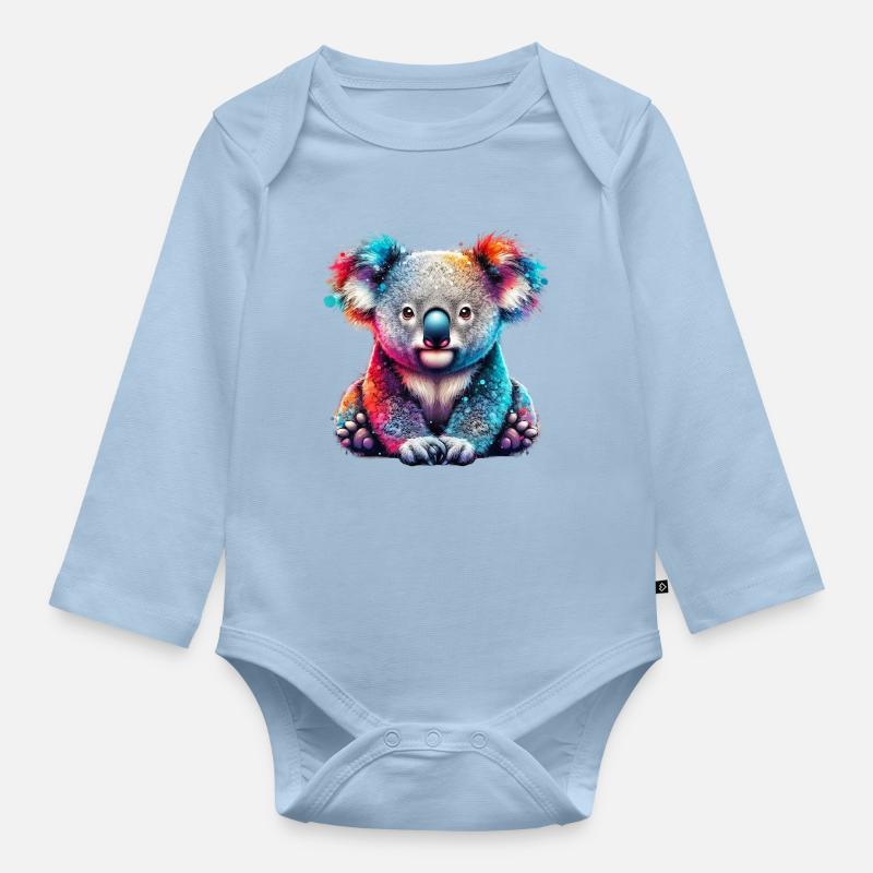 Koala - Body Bébé bio manches longues - bleu clair