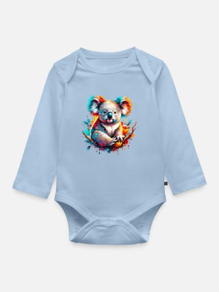 Koala - Baby Bio-Langarm-Body - Hellblau
