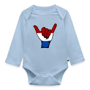 Holland Flag Surfing Symbol - Organic Longsleeve Baby Bodysuit - light blue - Front