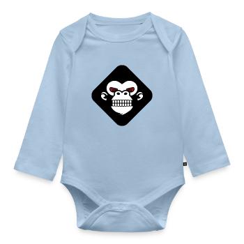 Gorilla teeth logo - Organic Longsleeve Baby Bodysuit - light blue - Front