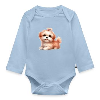 Chien mignon - Body Bébé bio manches longues - bleu clair - Devant