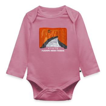 Kyoto, Red Torii, Fushimi Inari Taisha, Japan - Organic Longsleeve Baby Bodysuit - mauve - Front