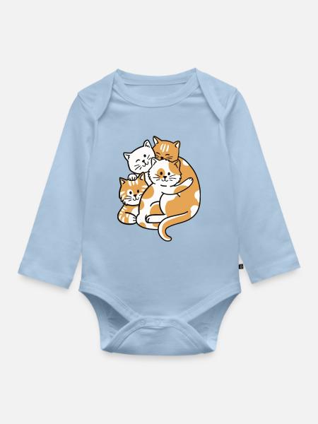 Katzen Katzenliebhaber - Baby Bio-Langarm-Body - Hellblau