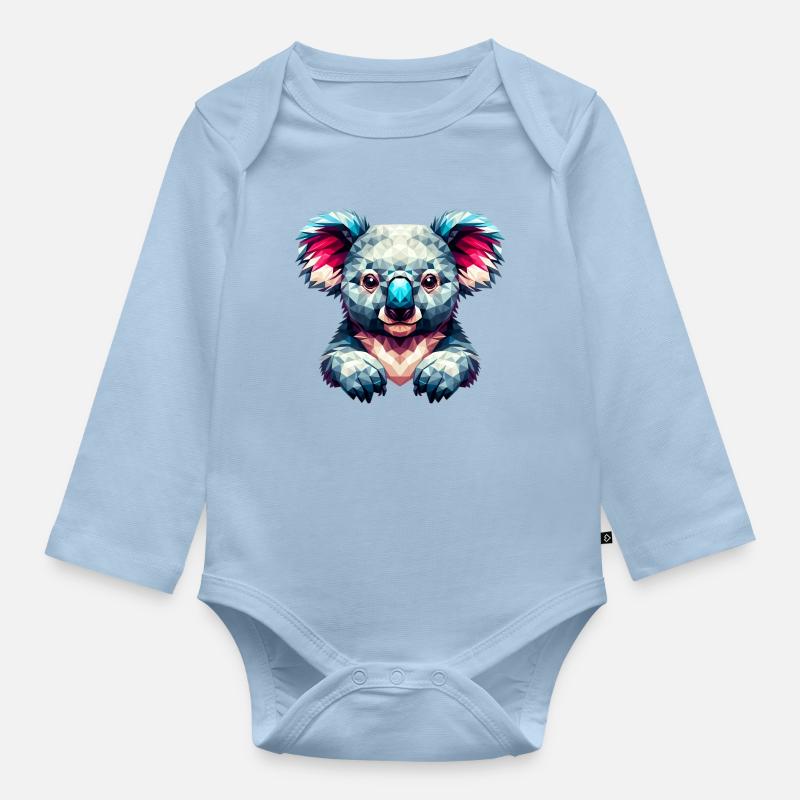 Polygonaler Koala - Baby Bio-Langarm-Body - Hellblau