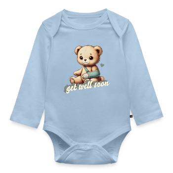herzerwärmendes Kuscheltier - Teddy bringt Trost - Baby Bio-Langarm-Body - Hellblau - Vorne