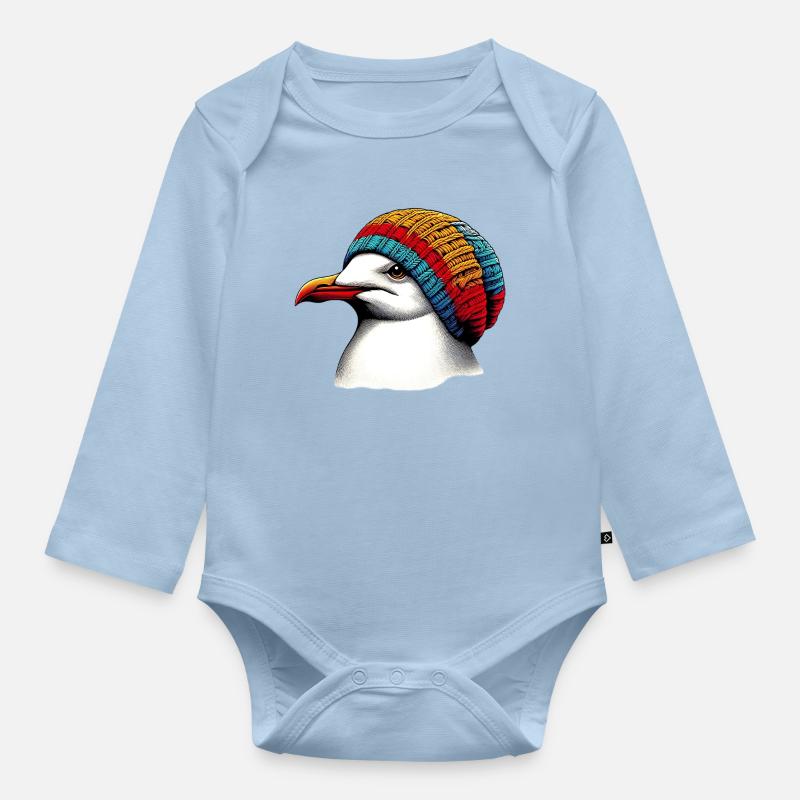 Möwe - Baby Bio-Langarm-Body - Hellblau