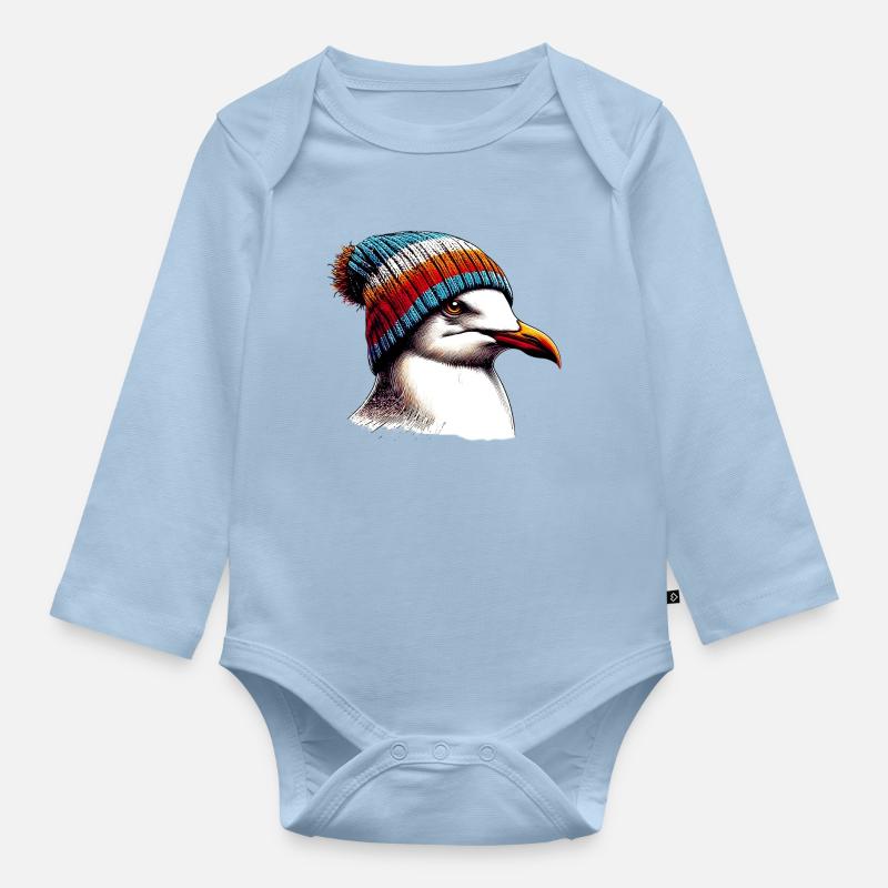 Möwe - Baby Bio-Langarm-Body - Hellblau