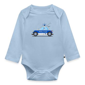 Polizeiauto Police Blau - Baby Bio-Langarm-Body - Hellblau - Vorne