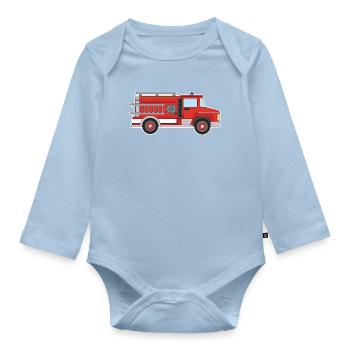 Fire engine - Organic Longsleeve Baby Bodysuit - light blue - Front