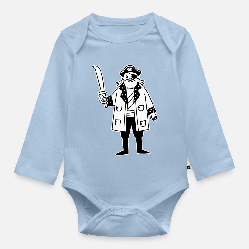 Pirat - Baby Bio-Langarm-Body - Hellblau