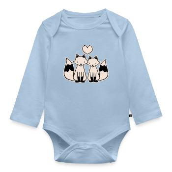 Foxes in love - Organic Longsleeve Baby Bodysuit - light blue - Front