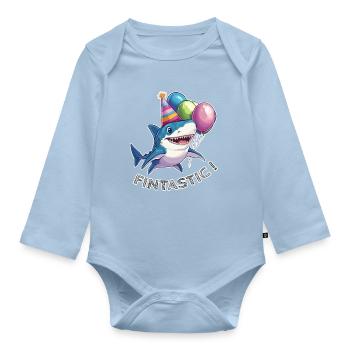 Jaw-some Celebration - Organic Longsleeve Baby Bodysuit - light blue - Front